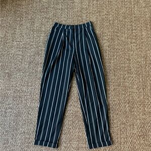 Black and White Striped Work Pants